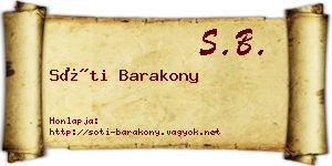 Sóti Barakony névjegykártya